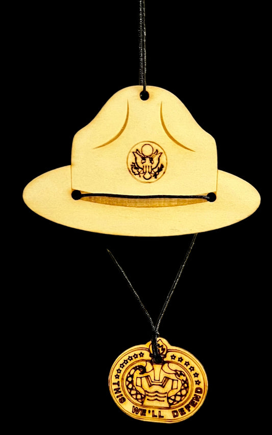 Drill SGT hat with DS badge wooden ornament