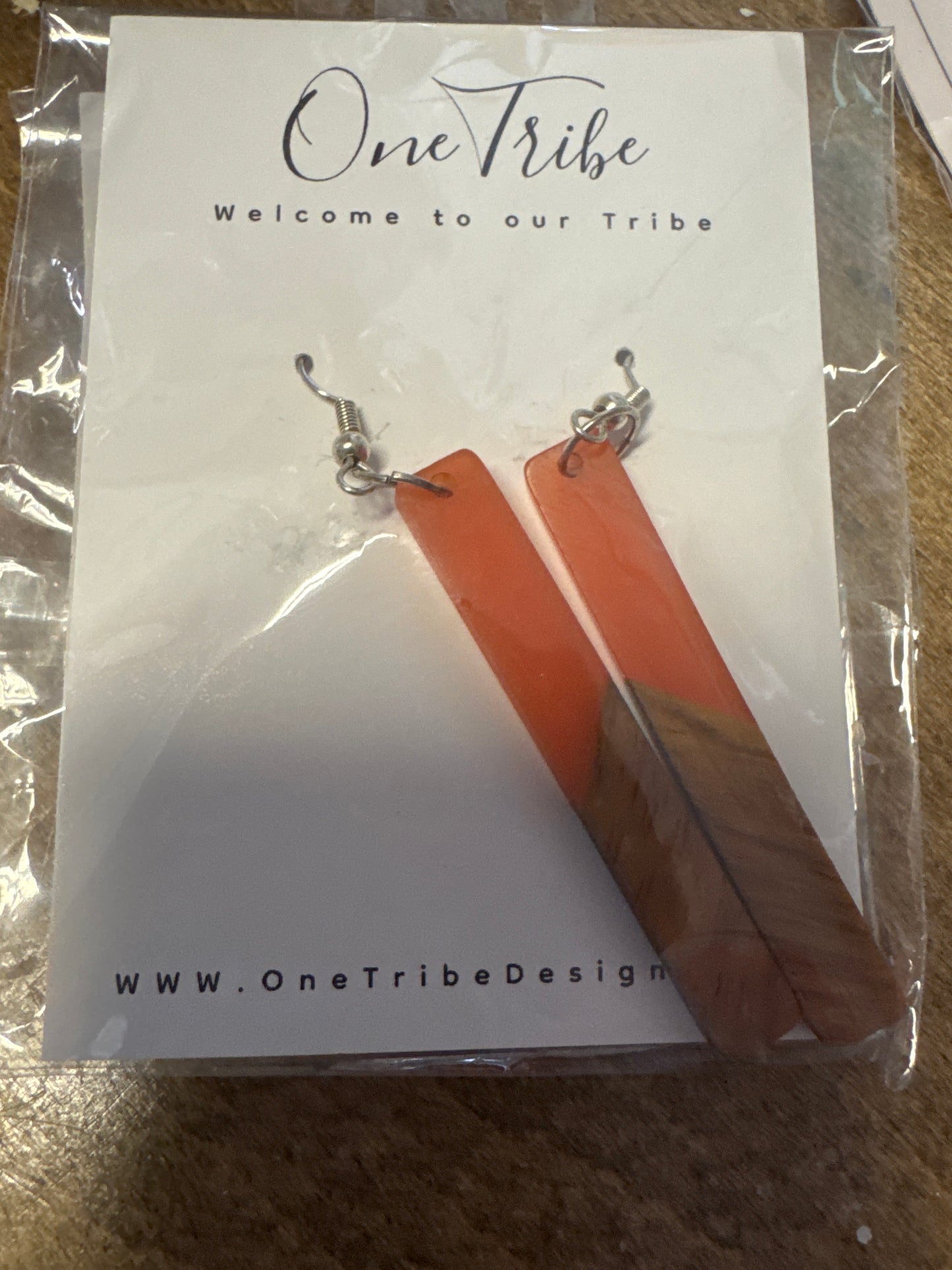 Long Wood/ Resin Earrings