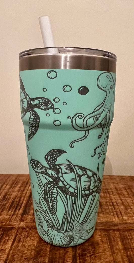 26oz YETI rambler cup fully engraved
