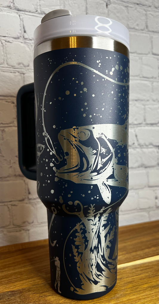 40oz Fishing wrapped Tumbler