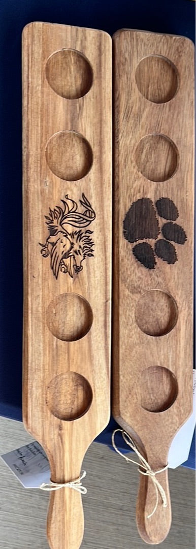 Shot glass flight with logo