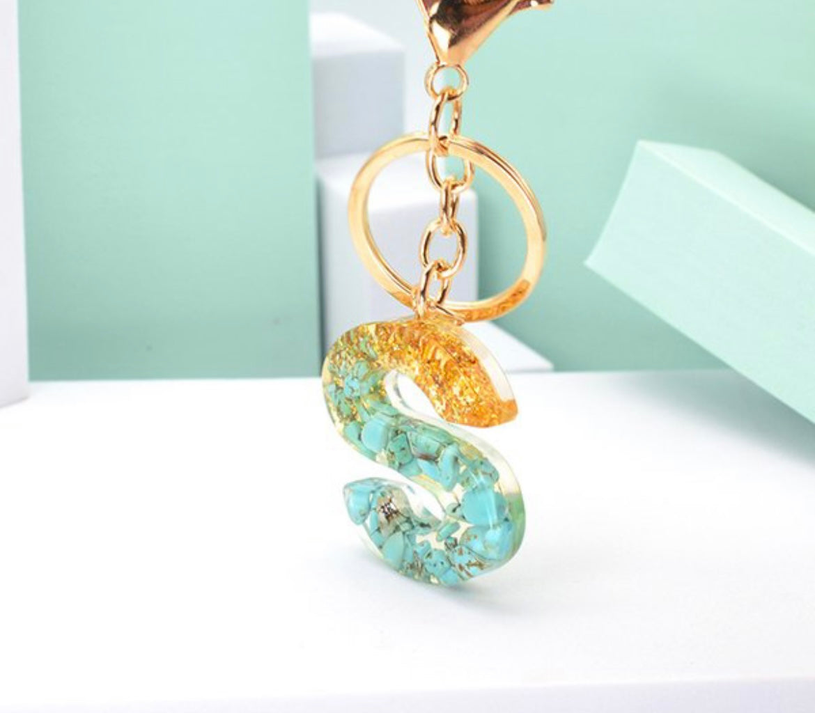 Turquoise Initial Keychain