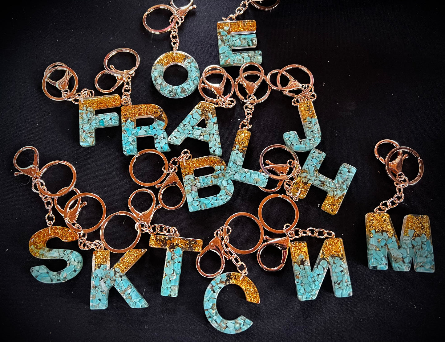 Turquoise Initial Keychain