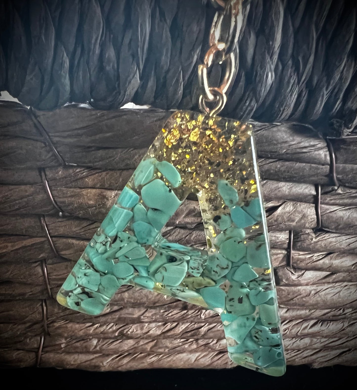 Turquoise Initial Keychain