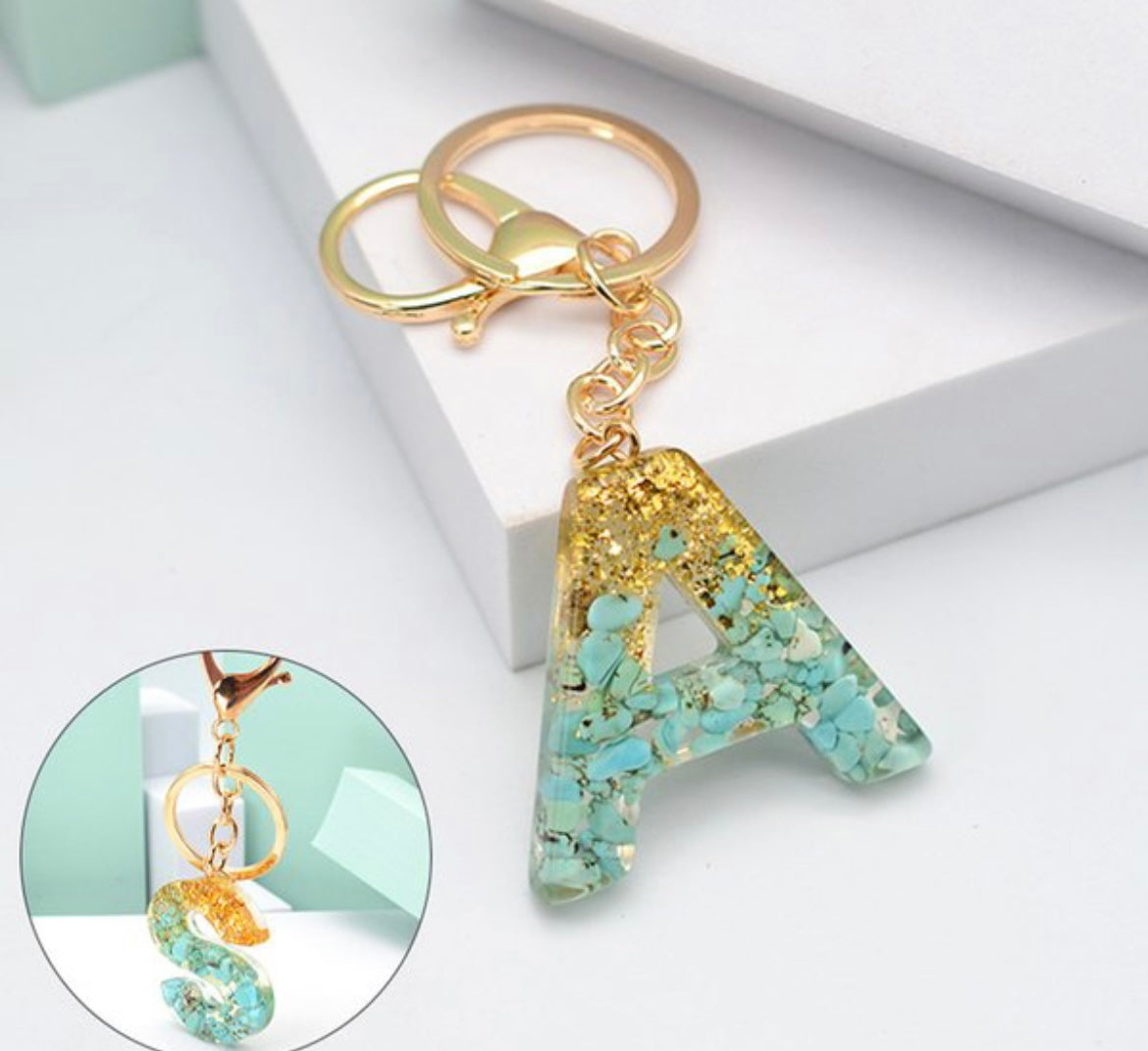 Turquoise Initial Keychain