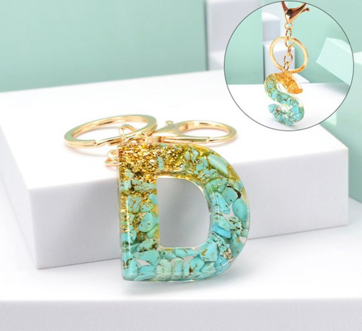 Turquoise Initial Keychain