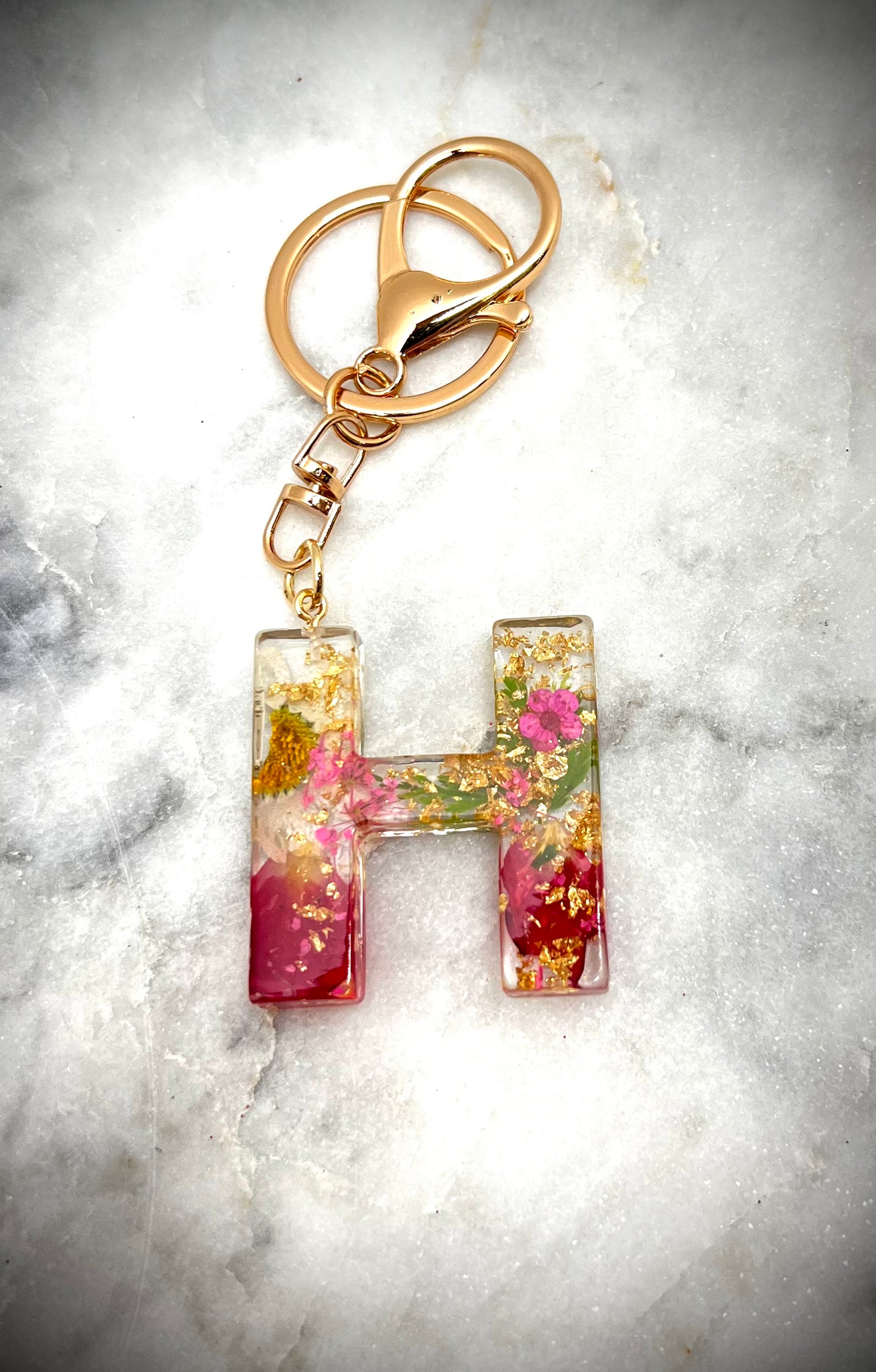 Pink Initial keychain