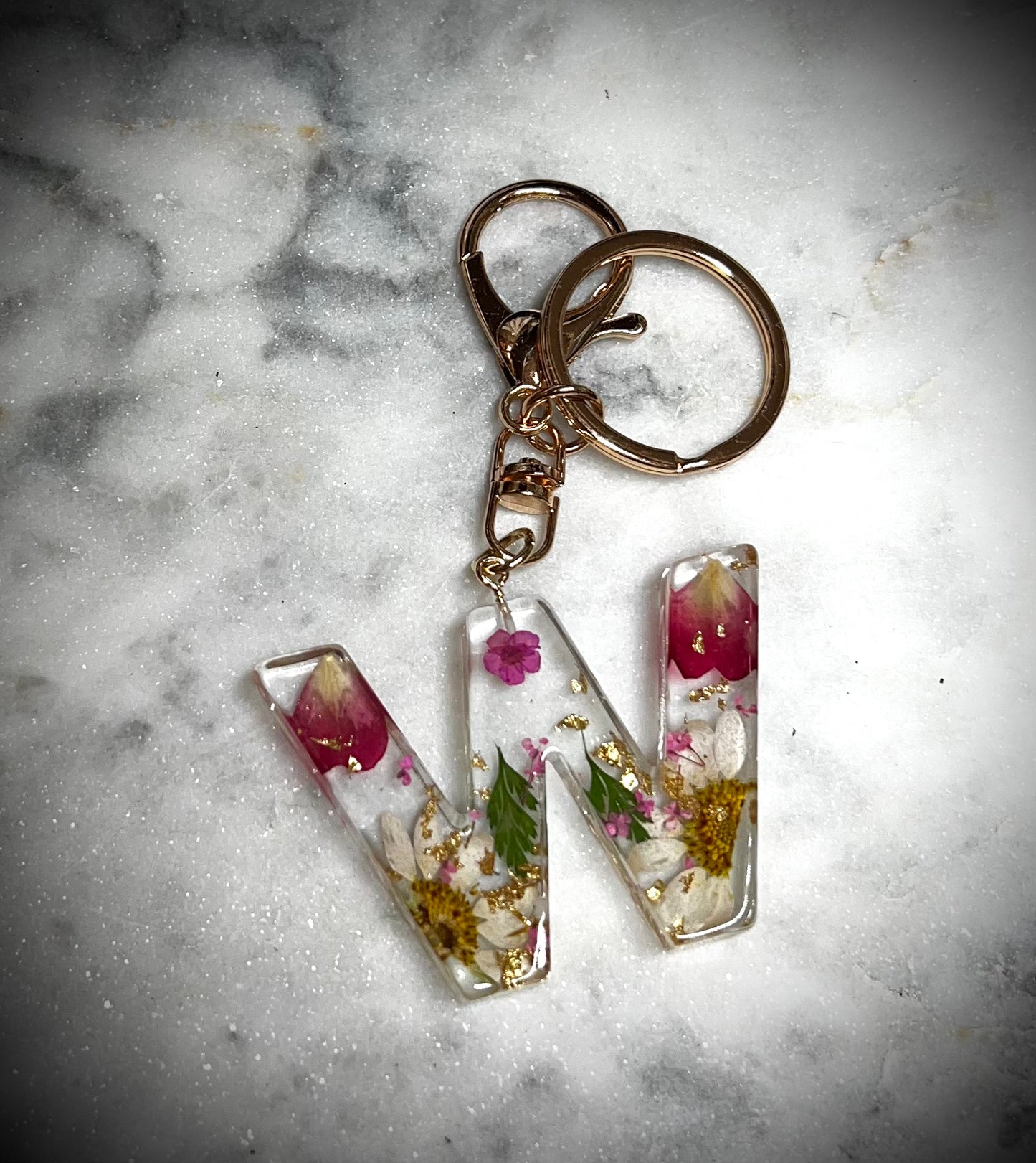 Pink Initial keychain