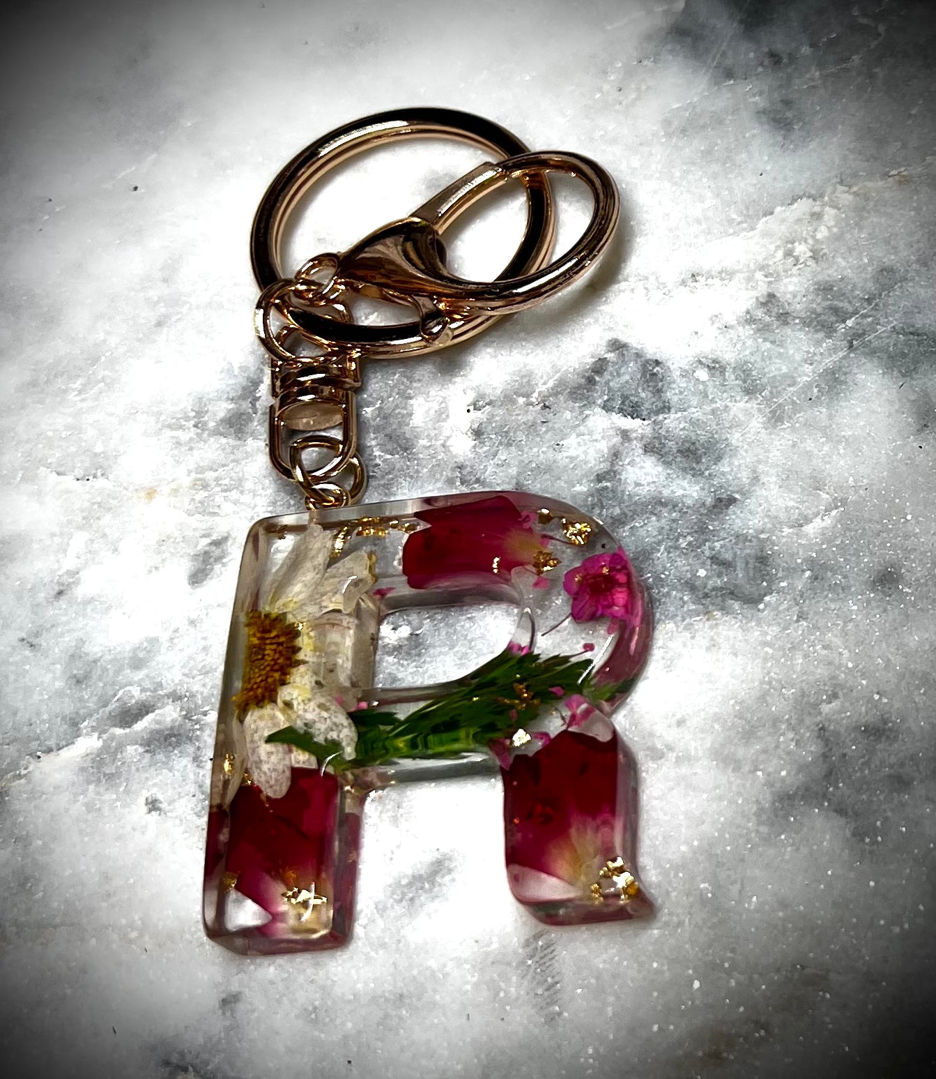 Pink Initial keychain