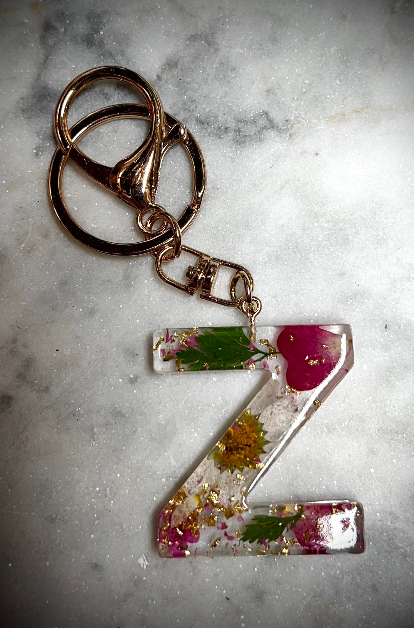 Pink Initial keychain