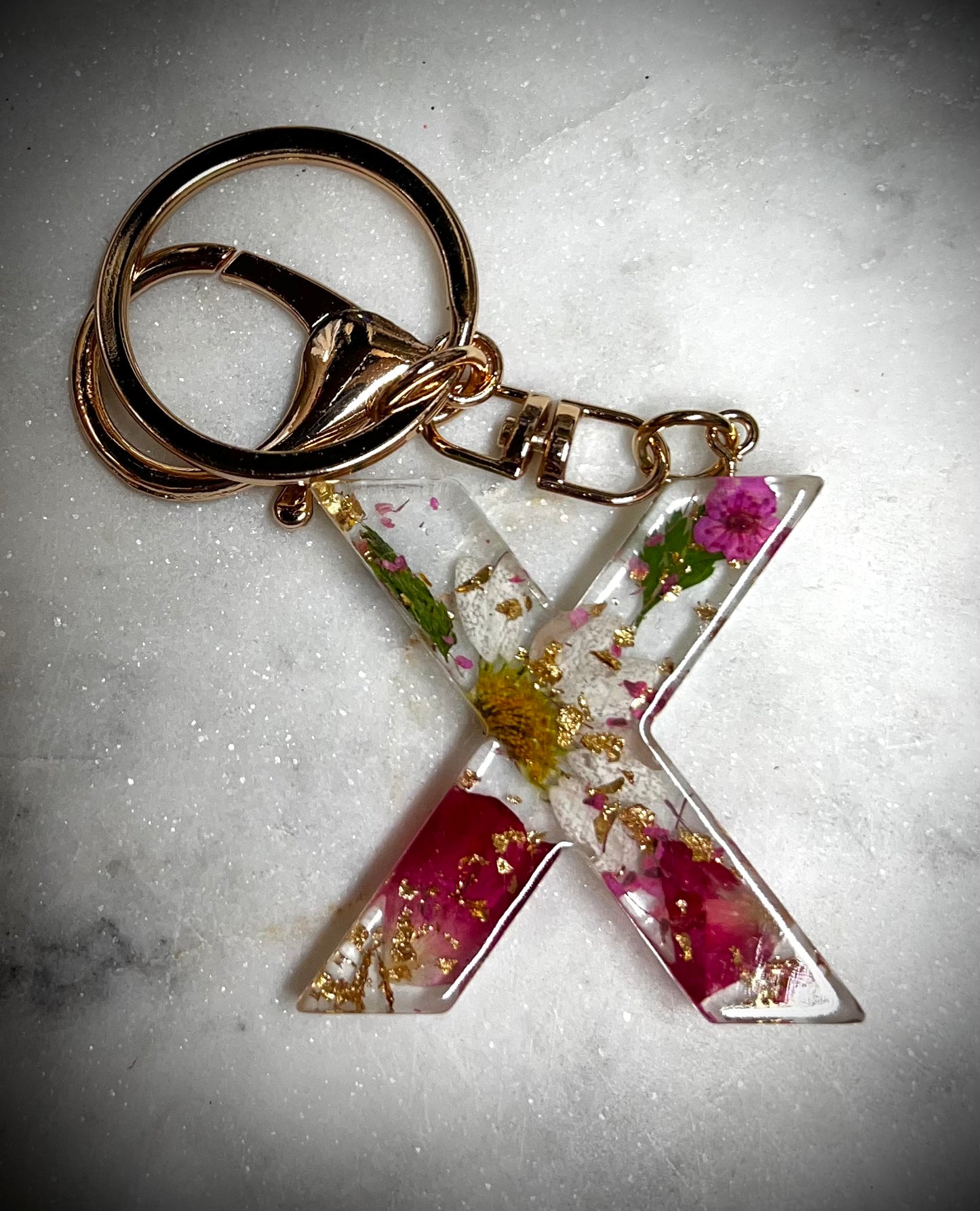 Pink Initial keychain
