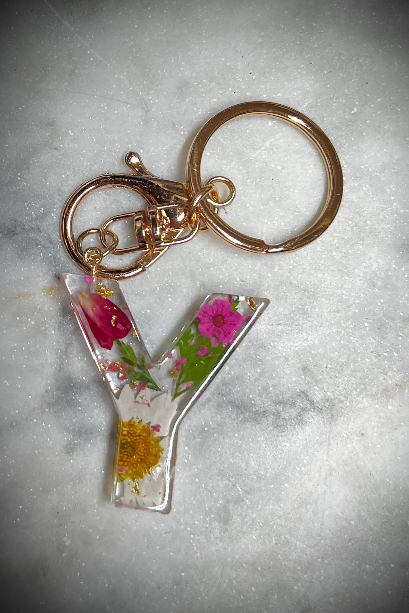 Pink Initial keychain
