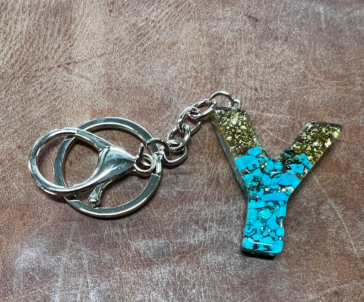 Turquoise Initial Keychain