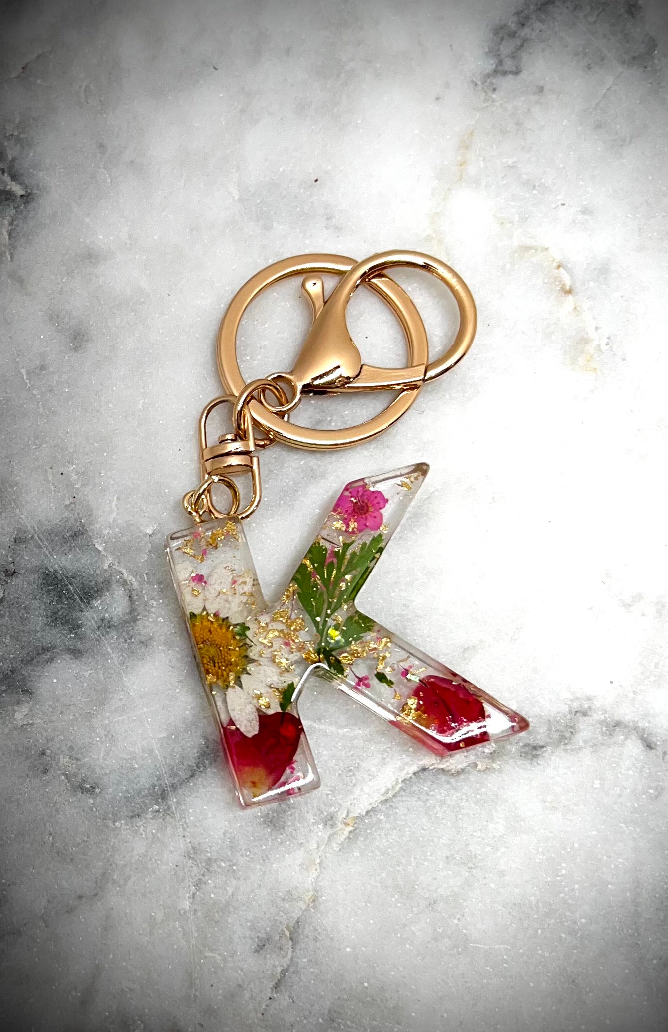 Pink Initial keychain