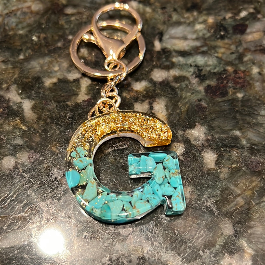 Turquoise Initial Keychain