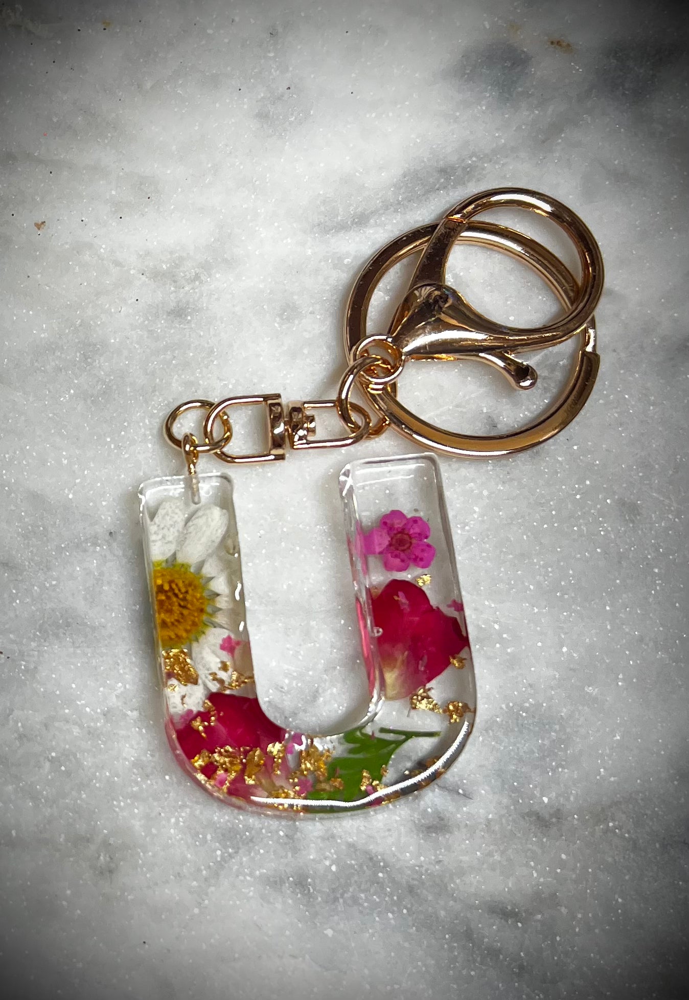 Pink Initial keychain