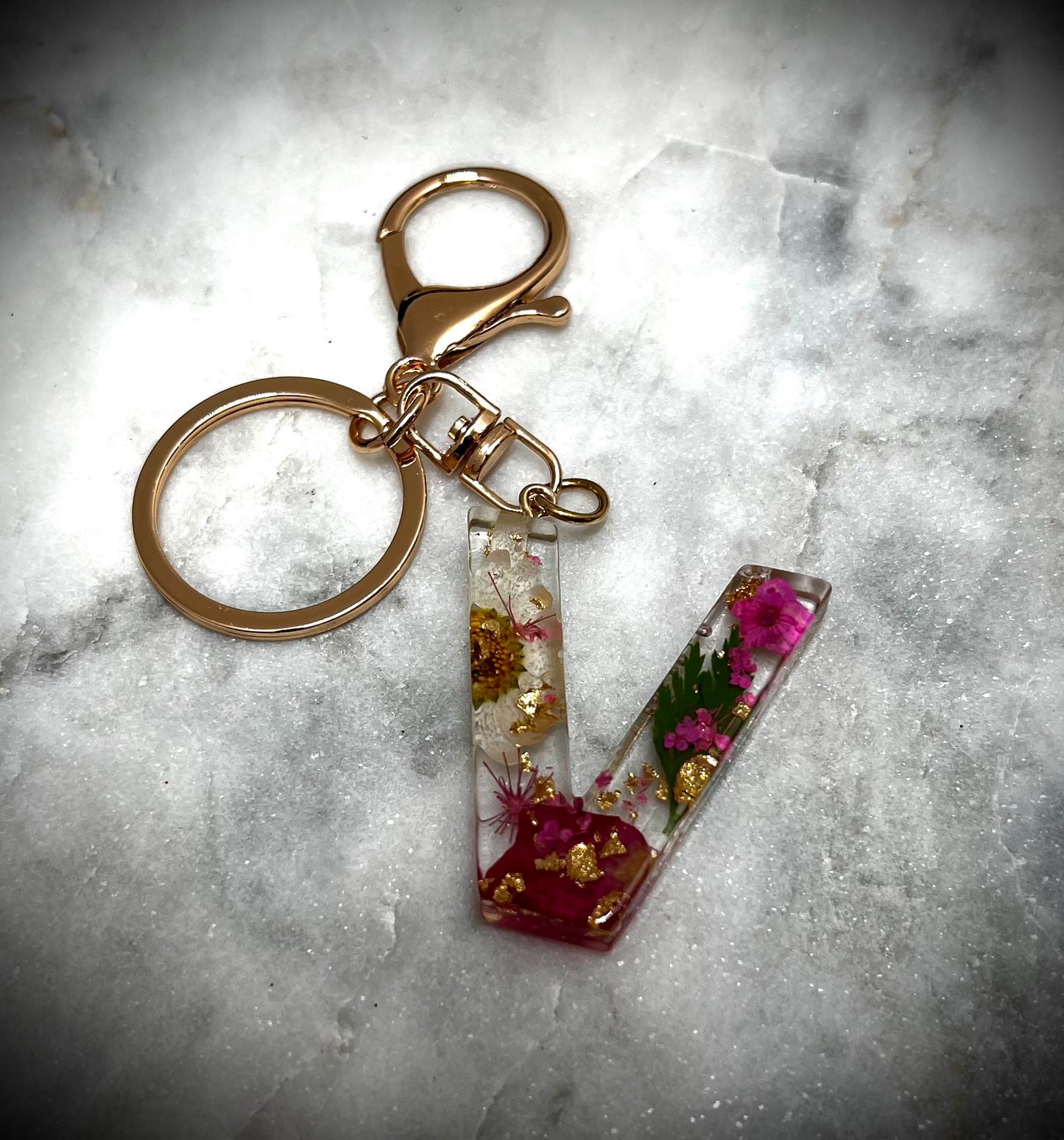 Pink Initial keychain