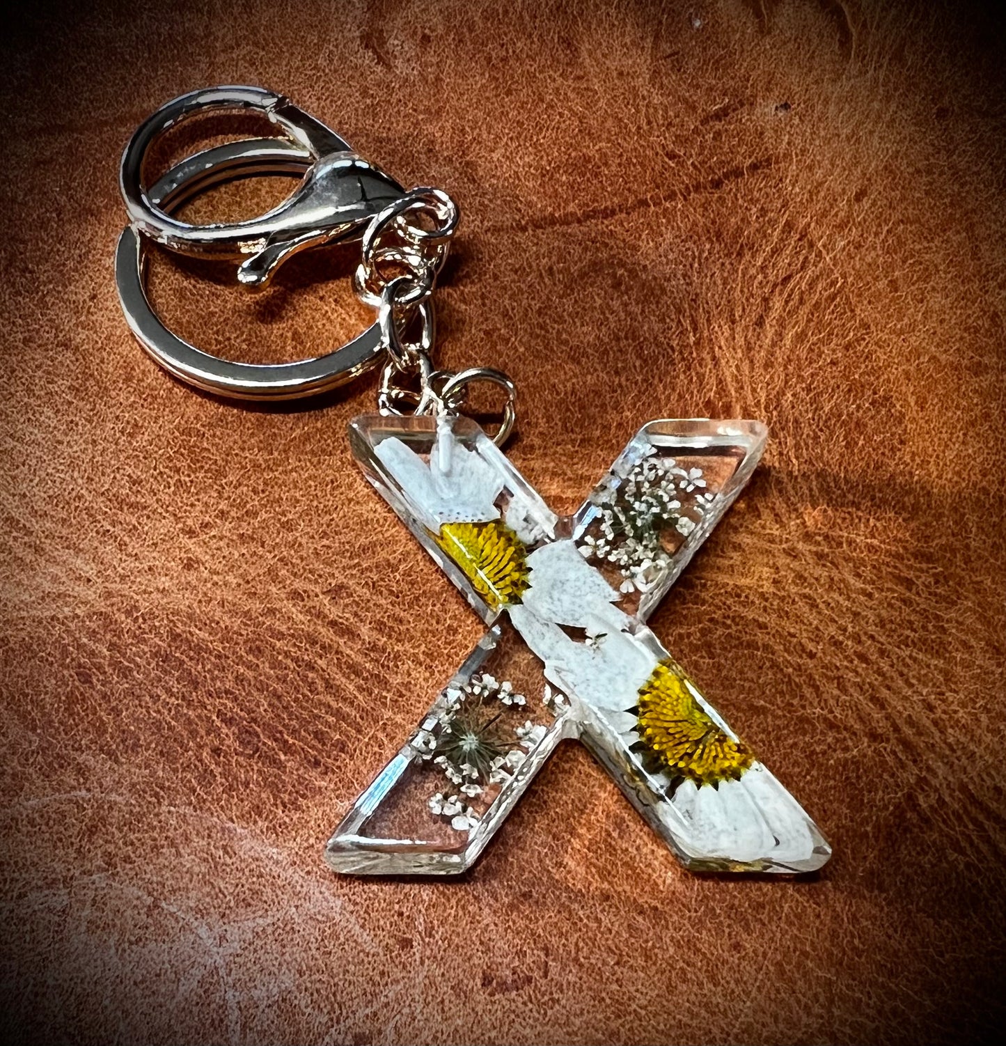 White Initial keychain