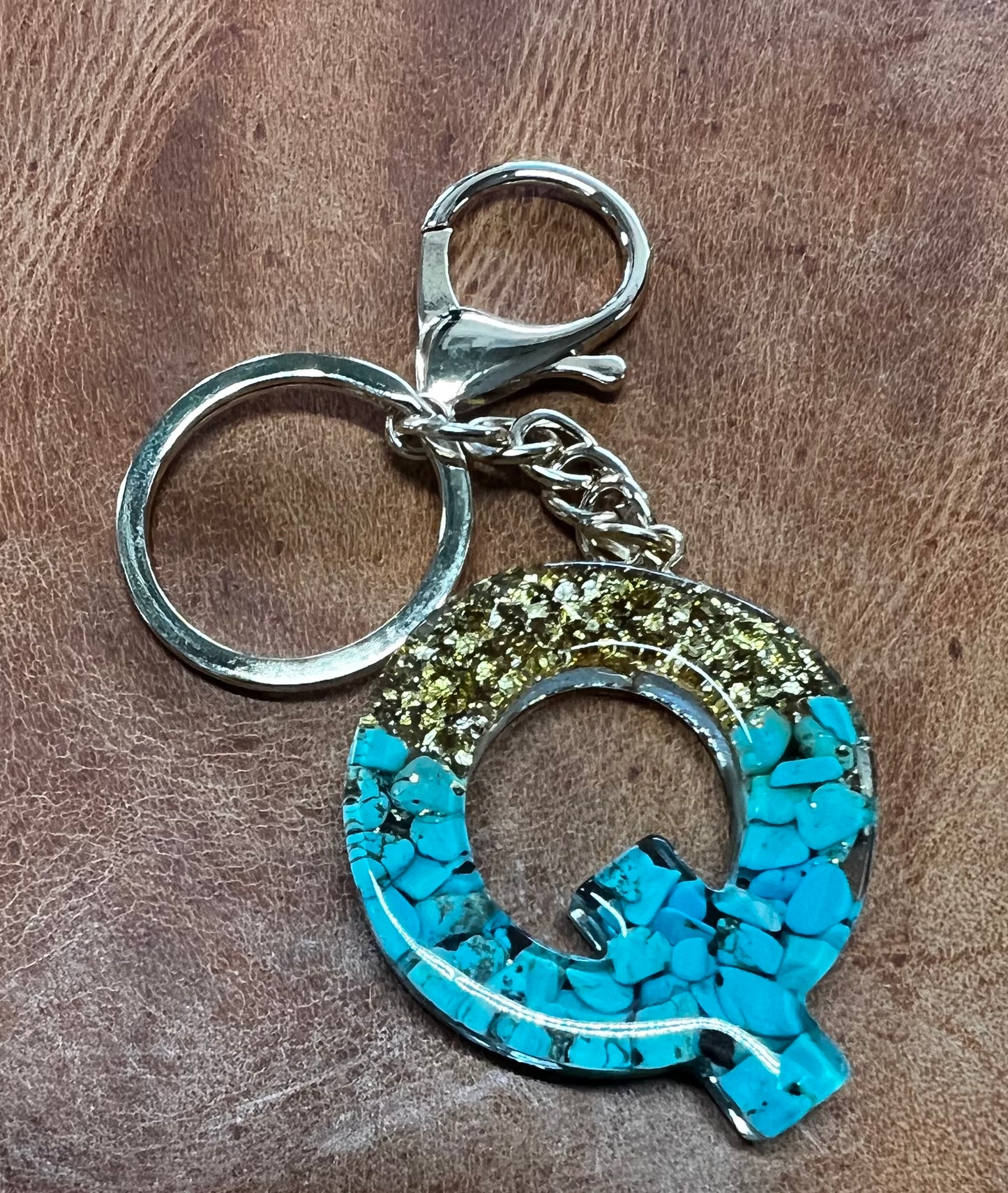 Turquoise Initial Keychain