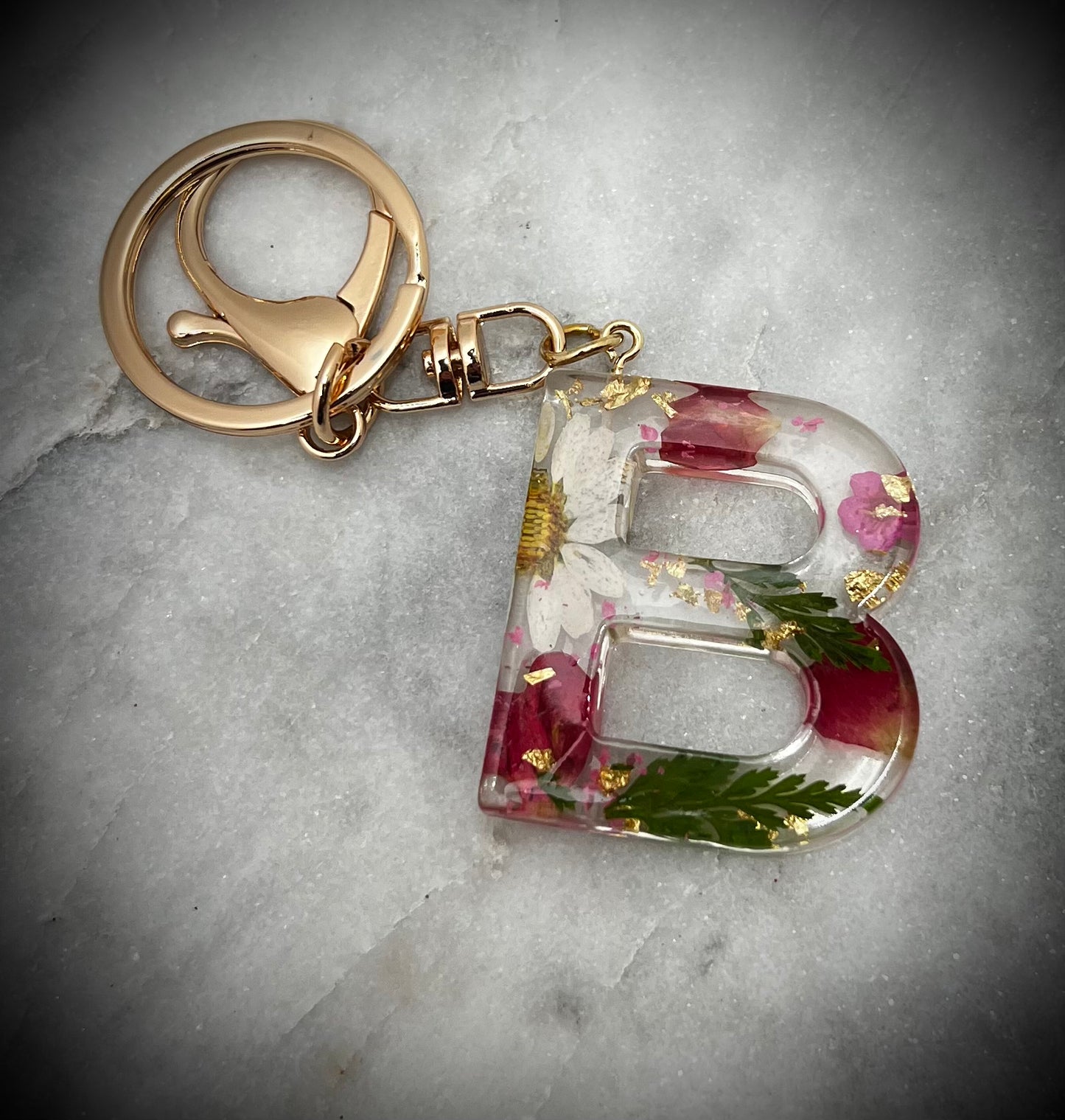 Pink Initial keychain