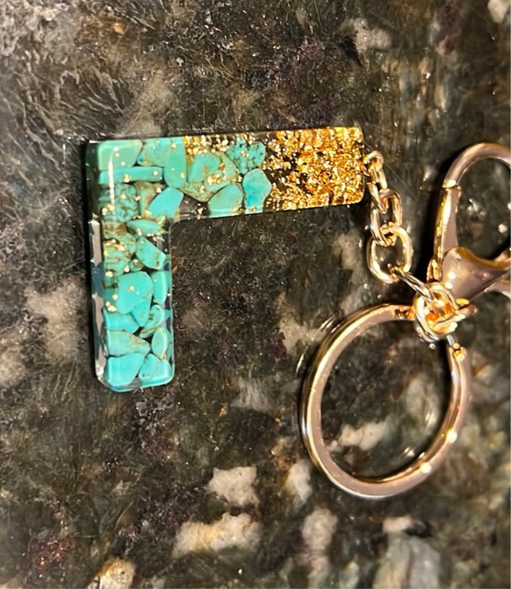 Turquoise Initial Keychain