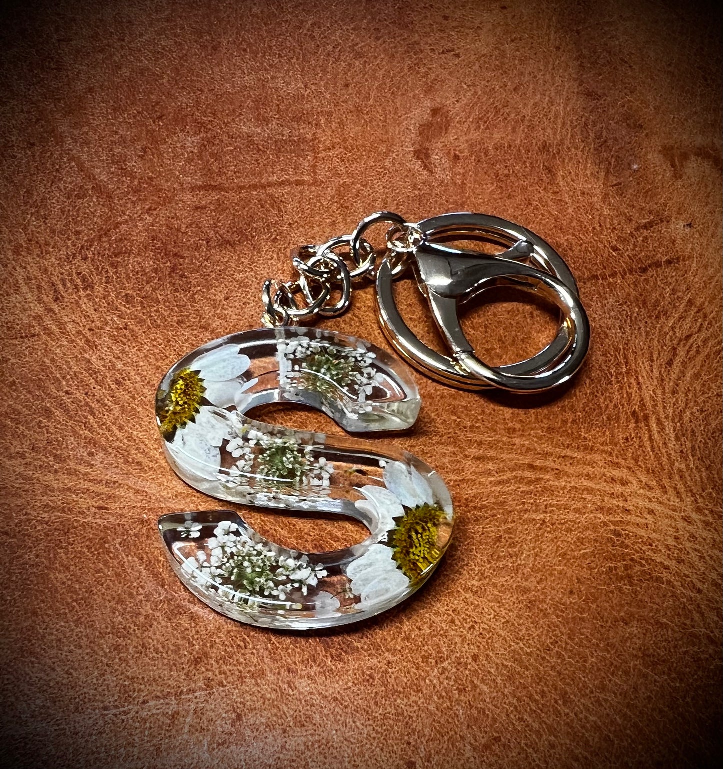 White Initial keychain