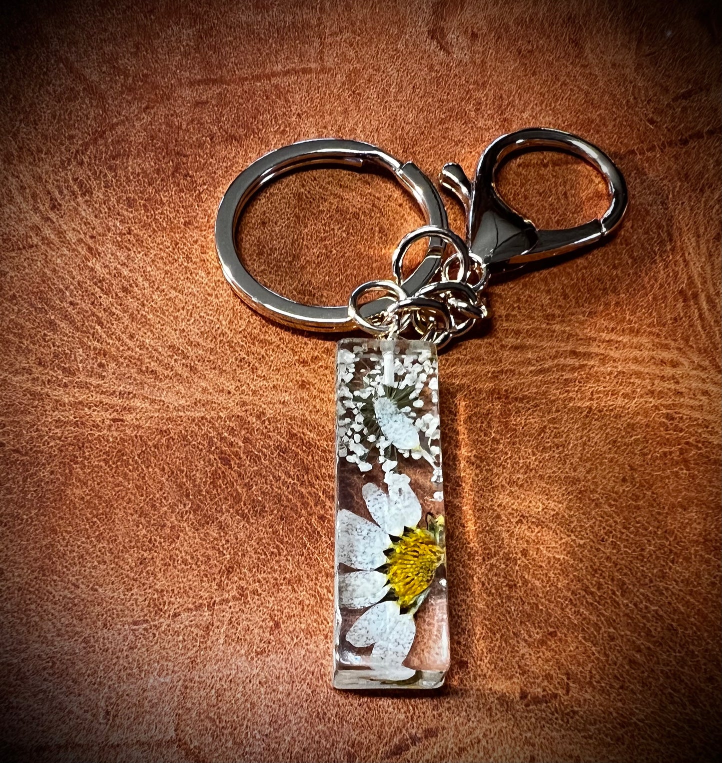 White Initial keychain