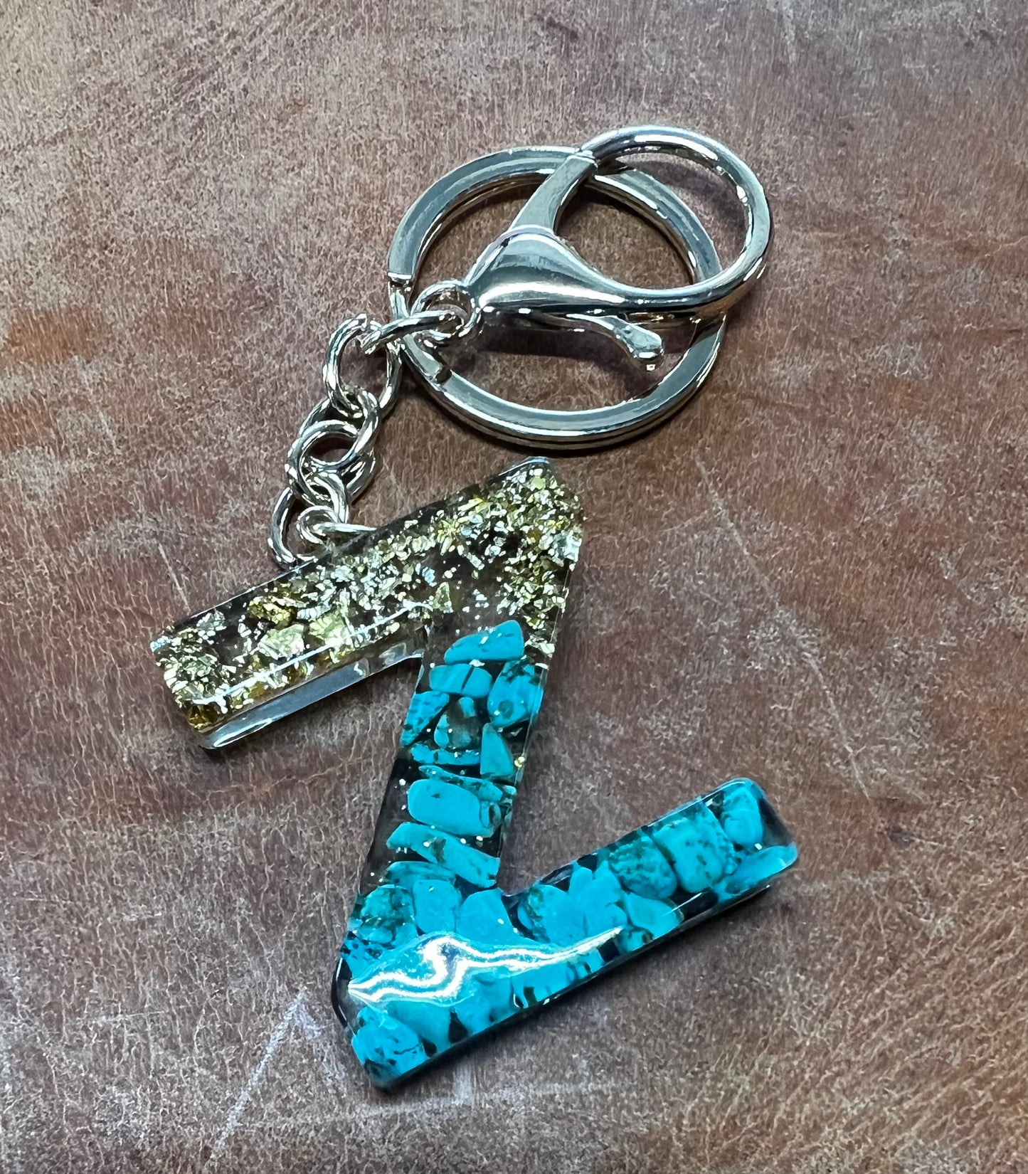 Turquoise Initial Keychain