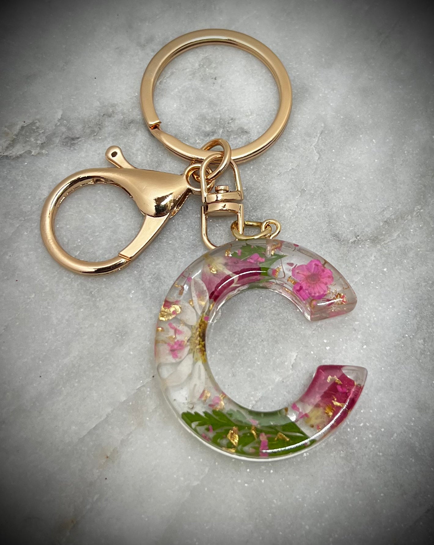 Pink Initial keychain