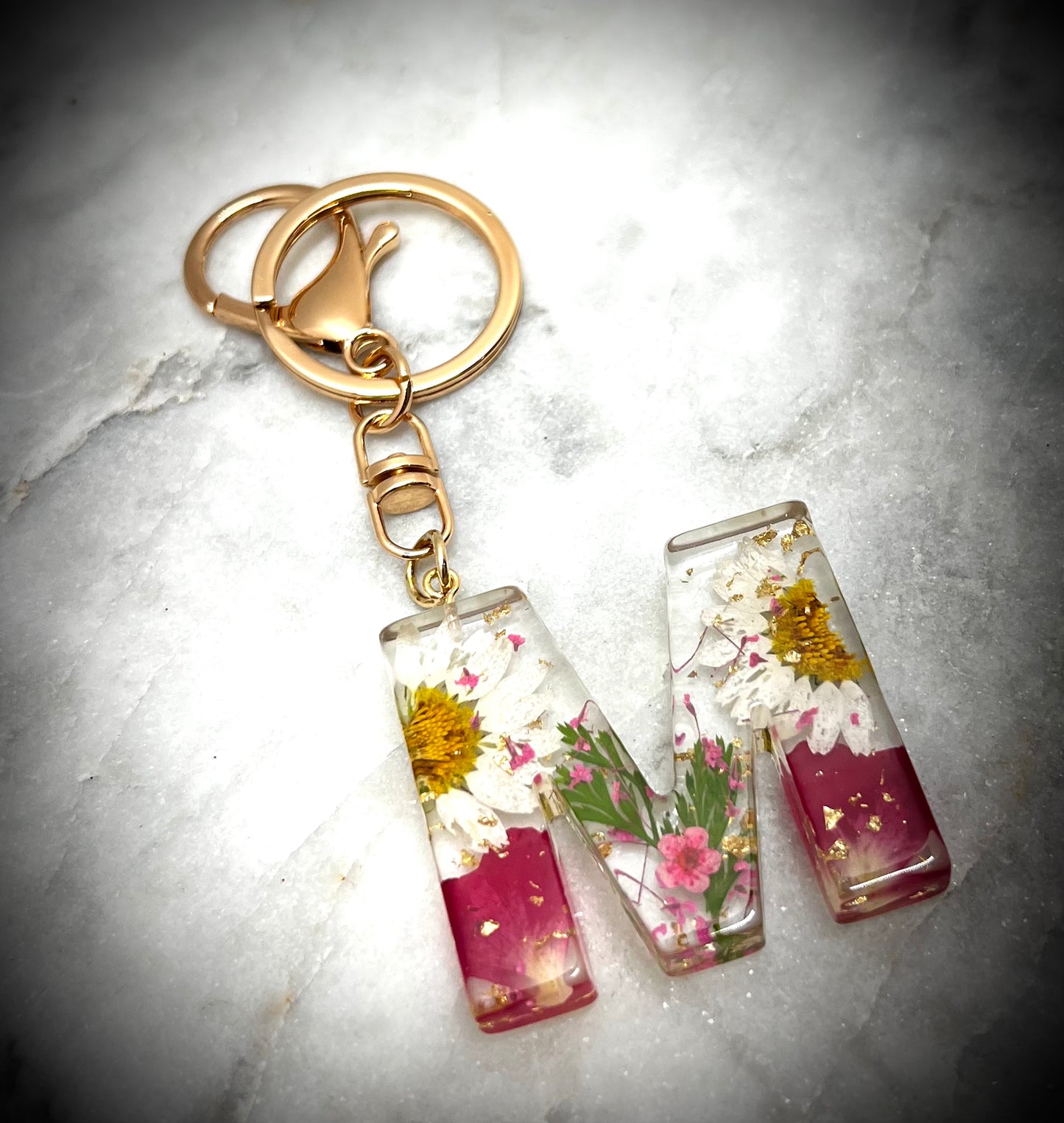 Pink Initial keychain