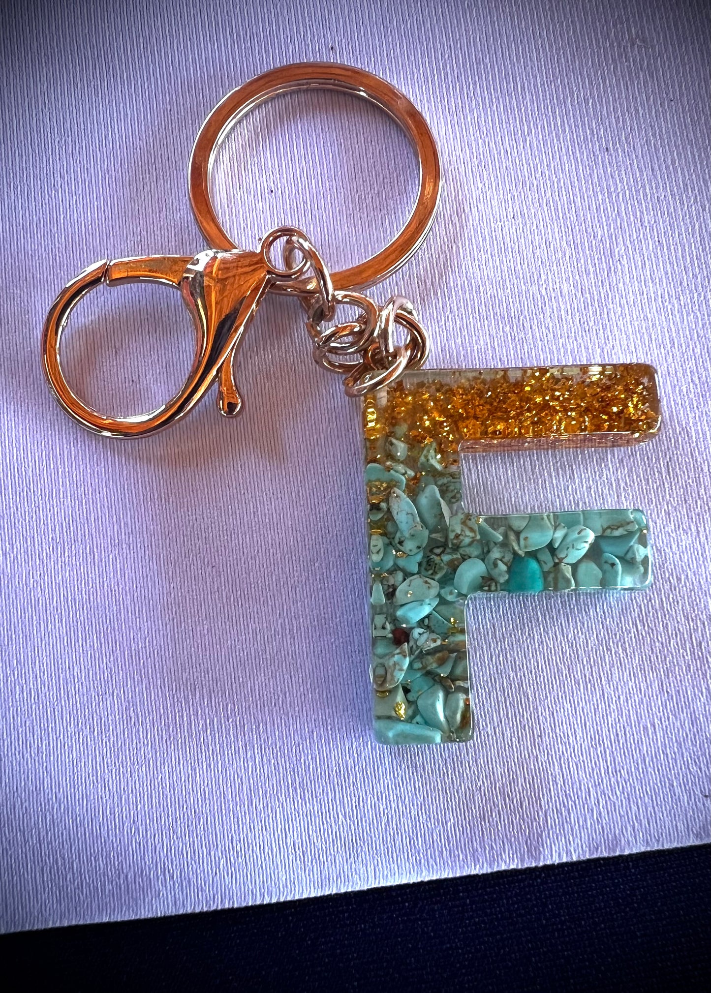 Turquoise Initial Keychain