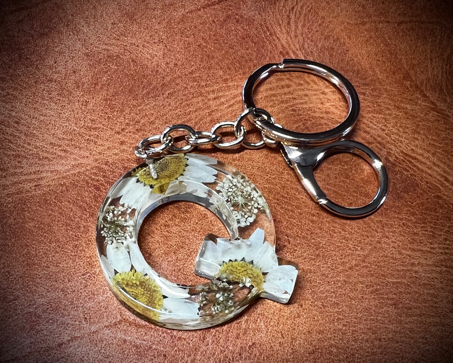White Initial keychain
