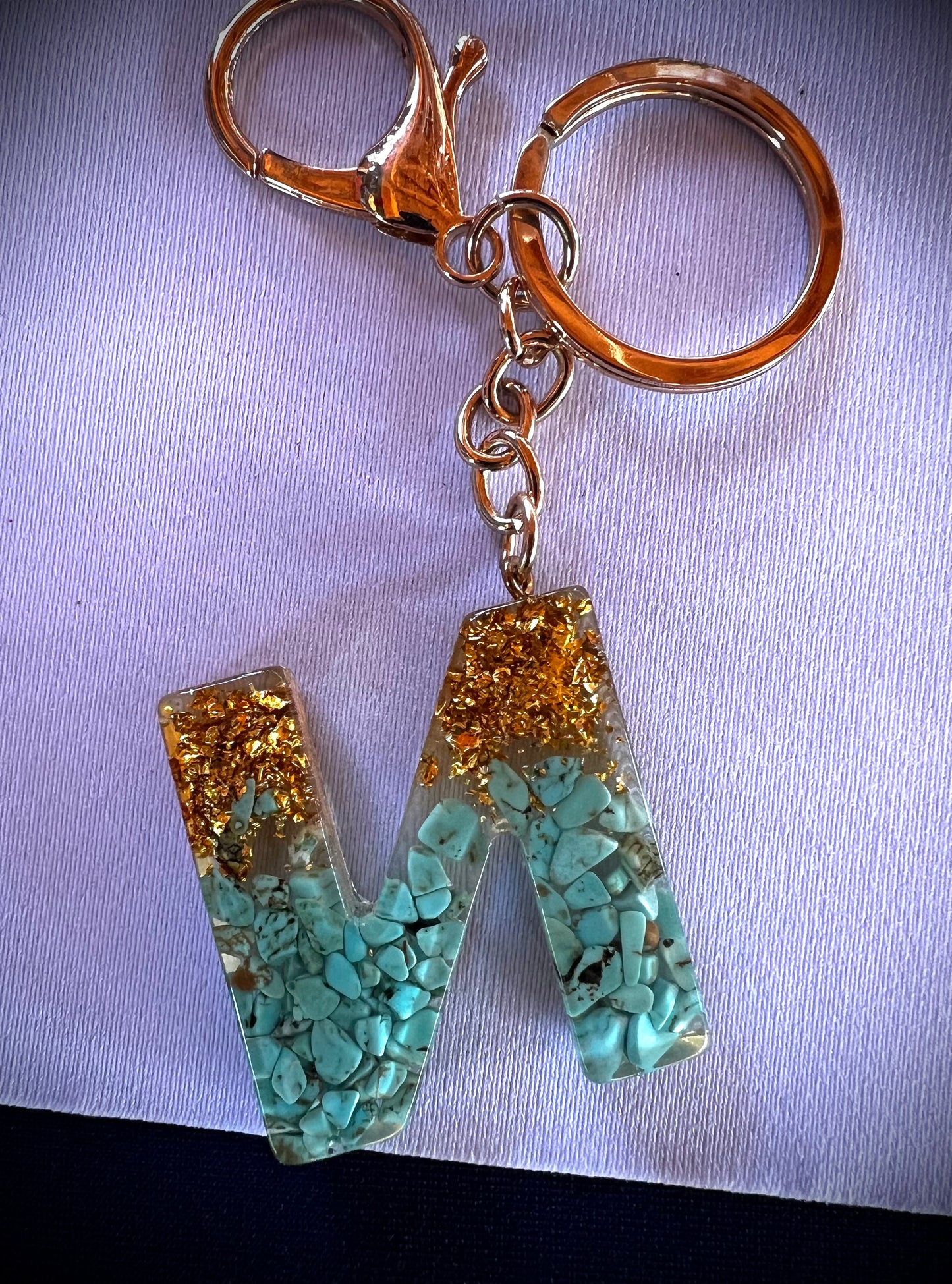 Turquoise Initial Keychain