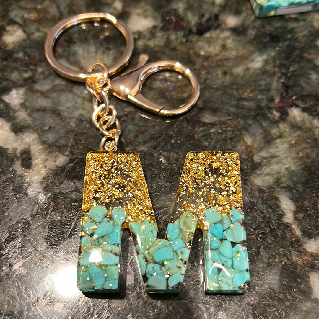 Turquoise Initial Keychain