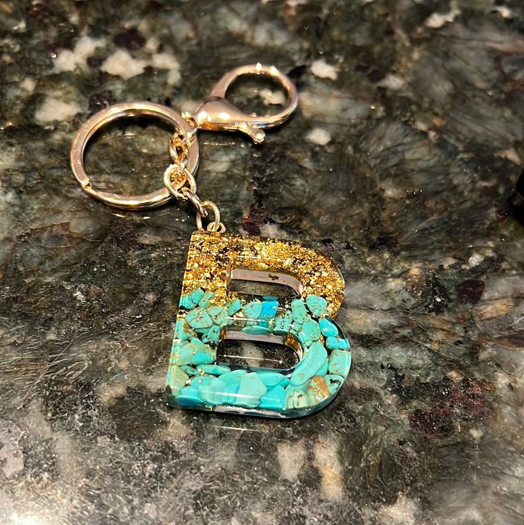 Turquoise Initial Keychain
