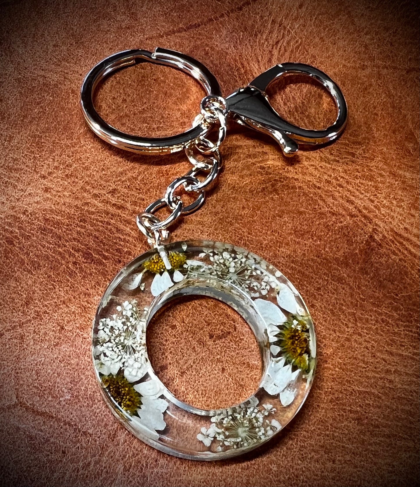 White Initial keychain