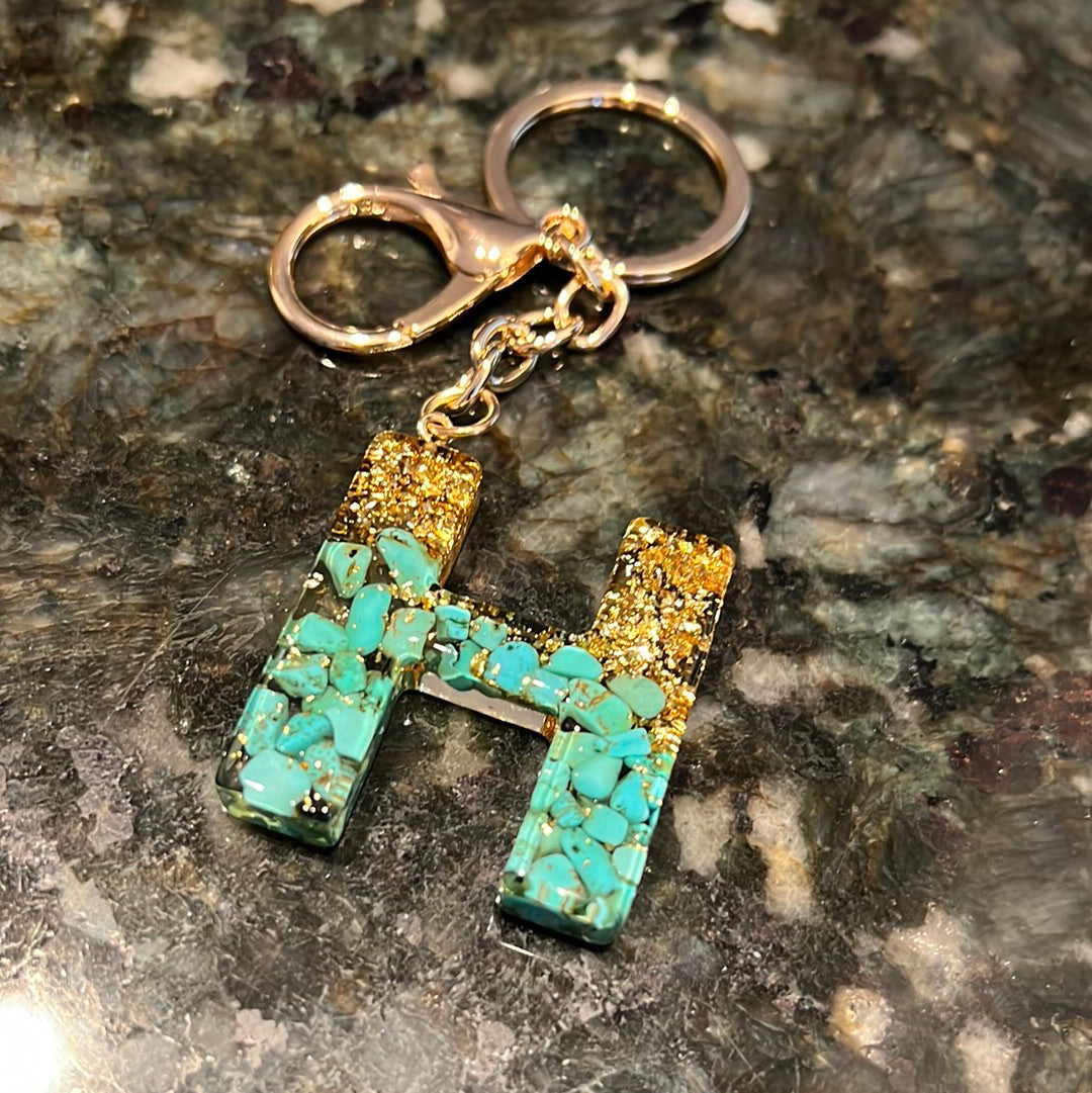 Turquoise Initial Keychain