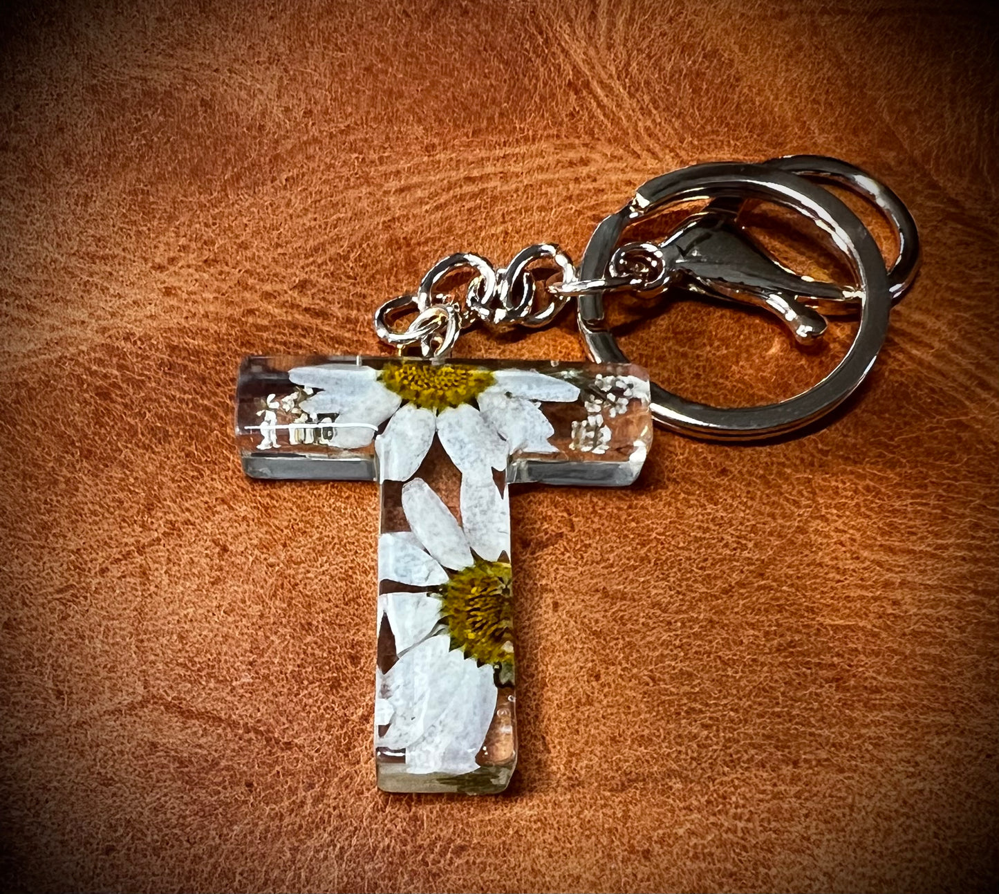 White Initial keychain