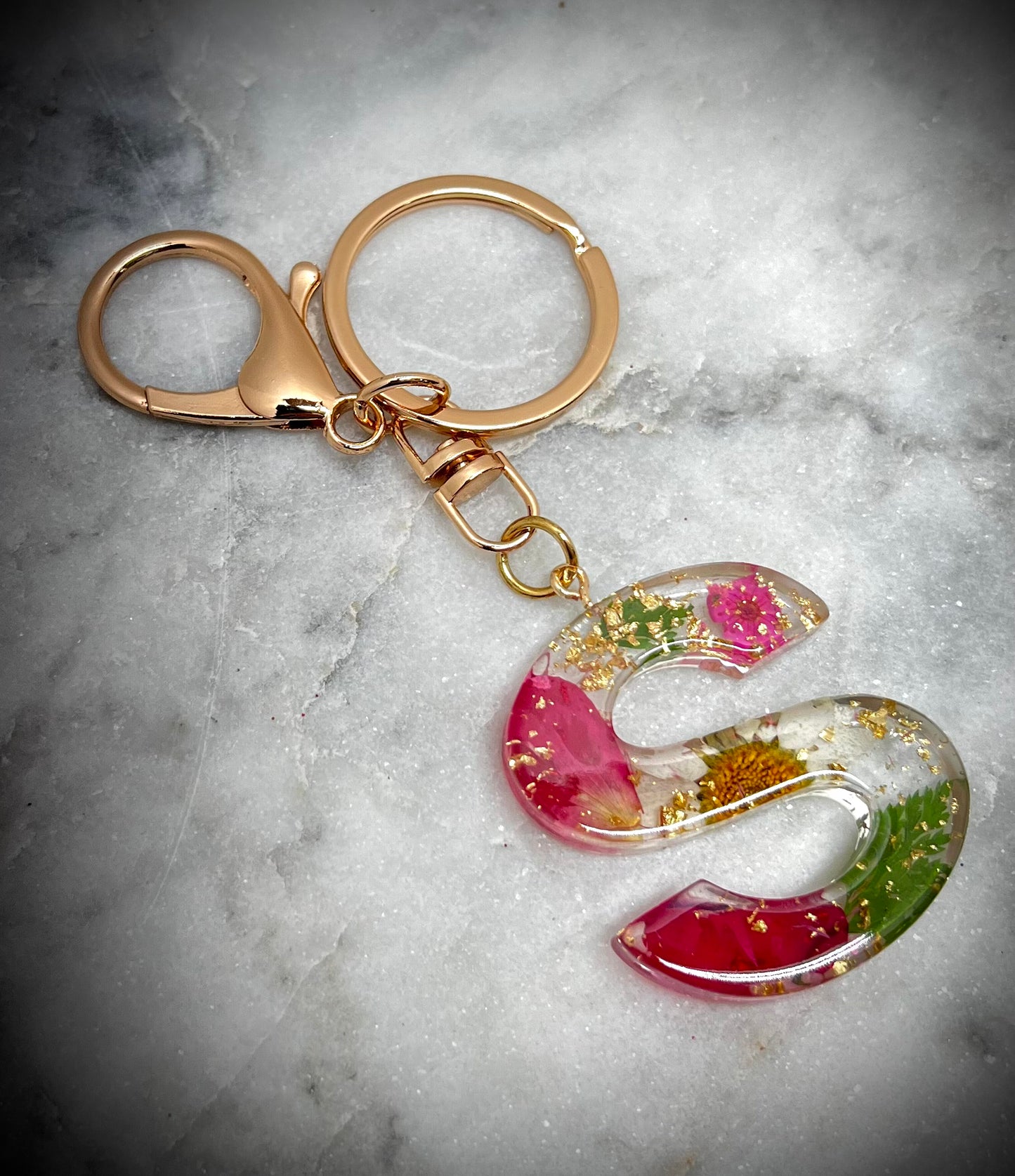 Pink Initial keychain