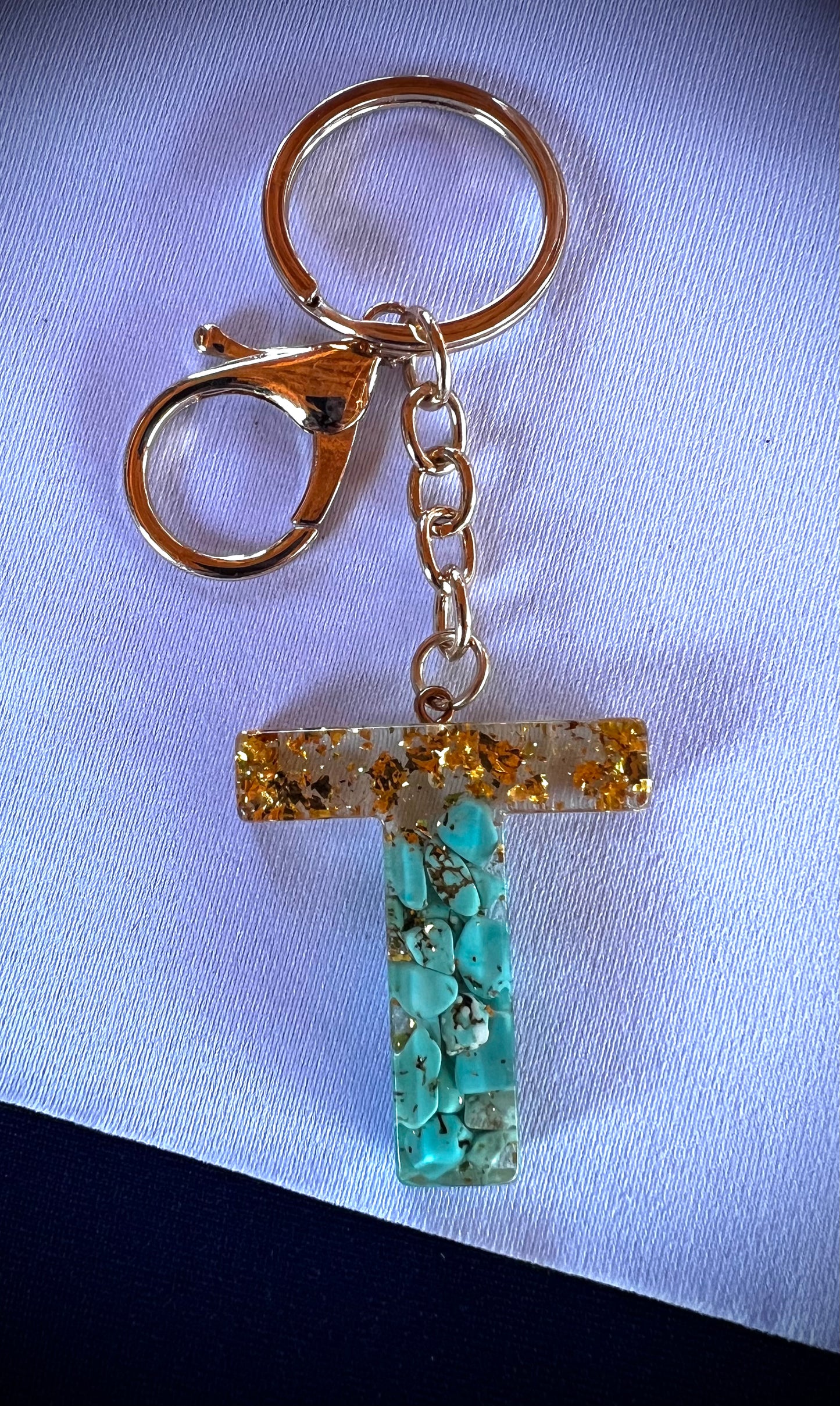 Turquoise Initial Keychain