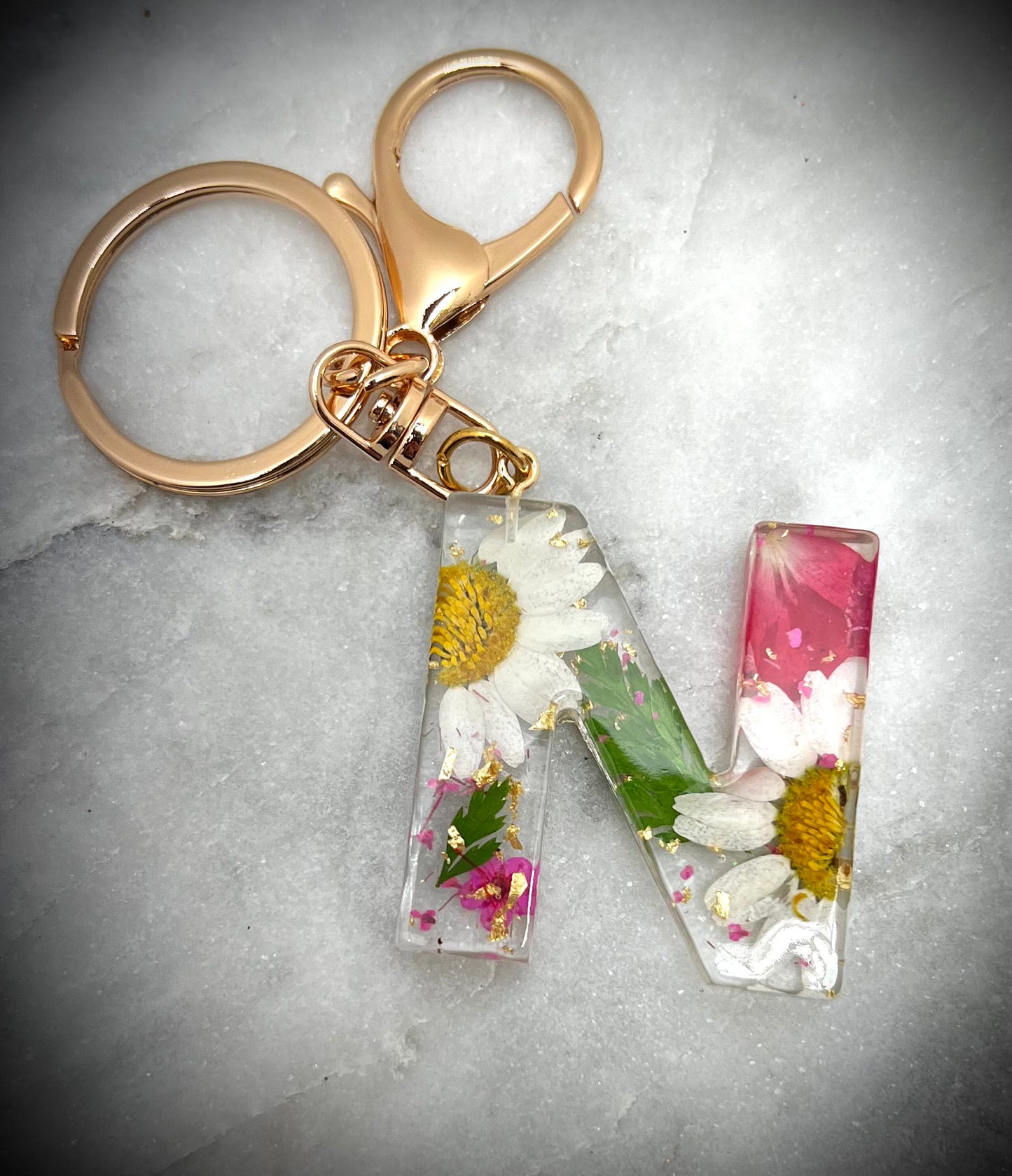 Pink Initial keychain