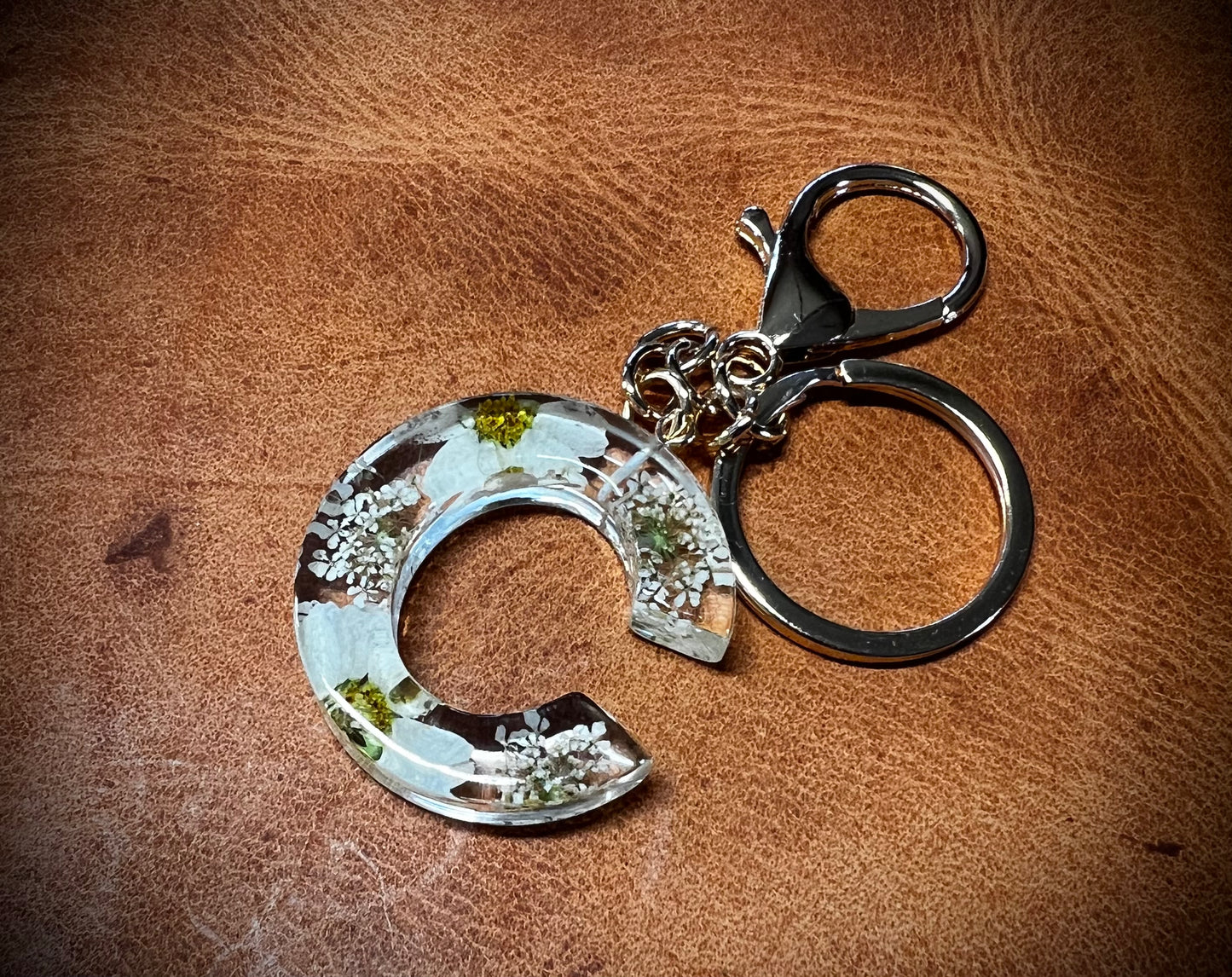 White Initial keychain