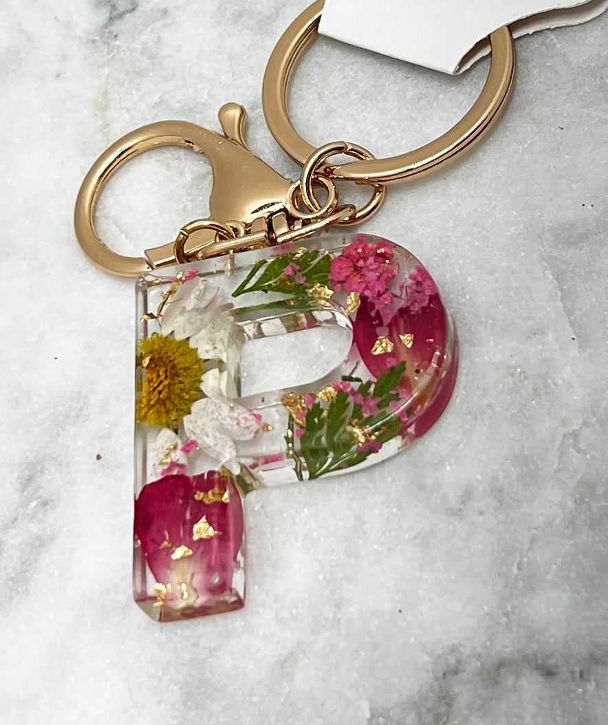 Pink Initial keychain