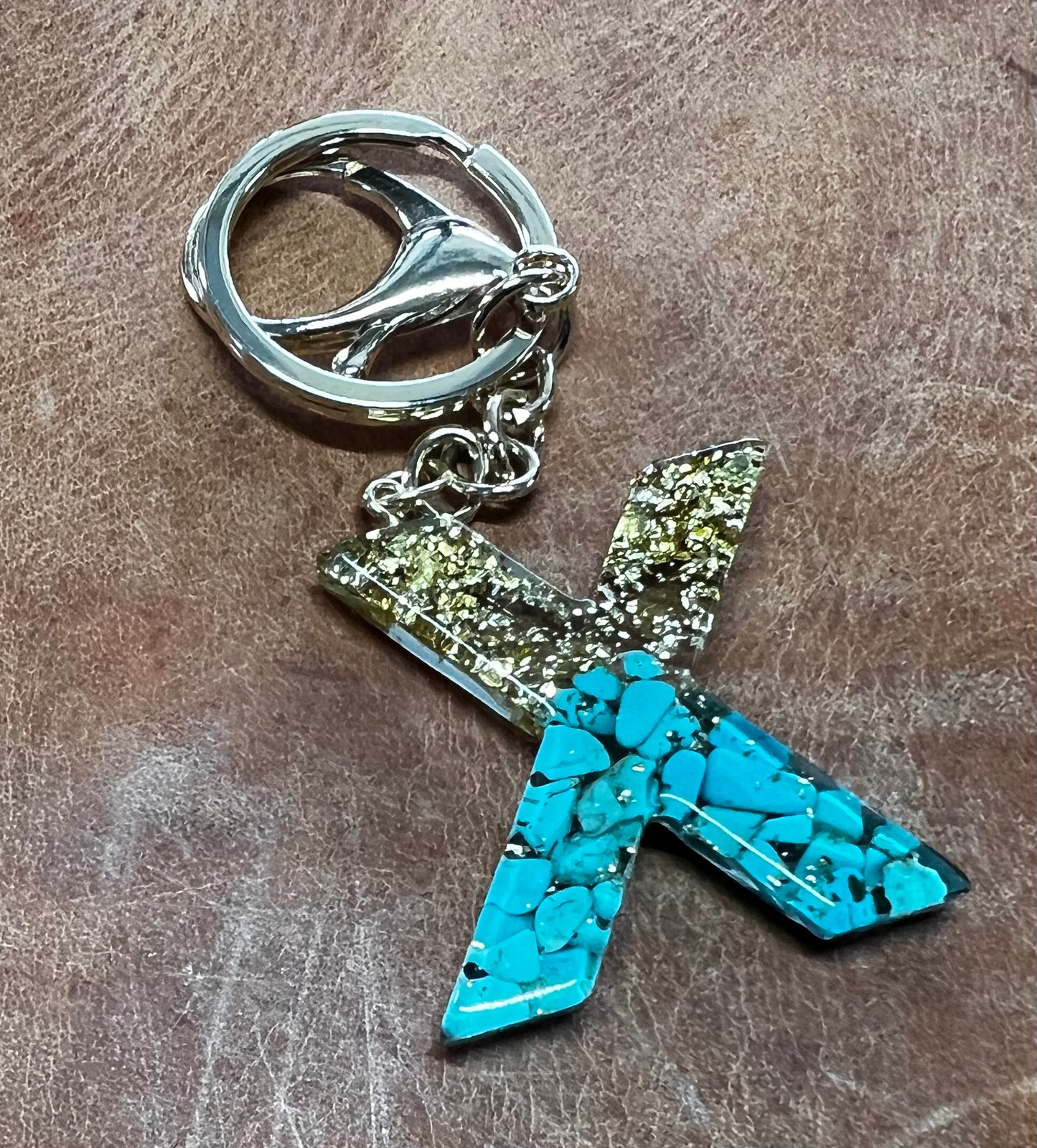 Turquoise Initial Keychain