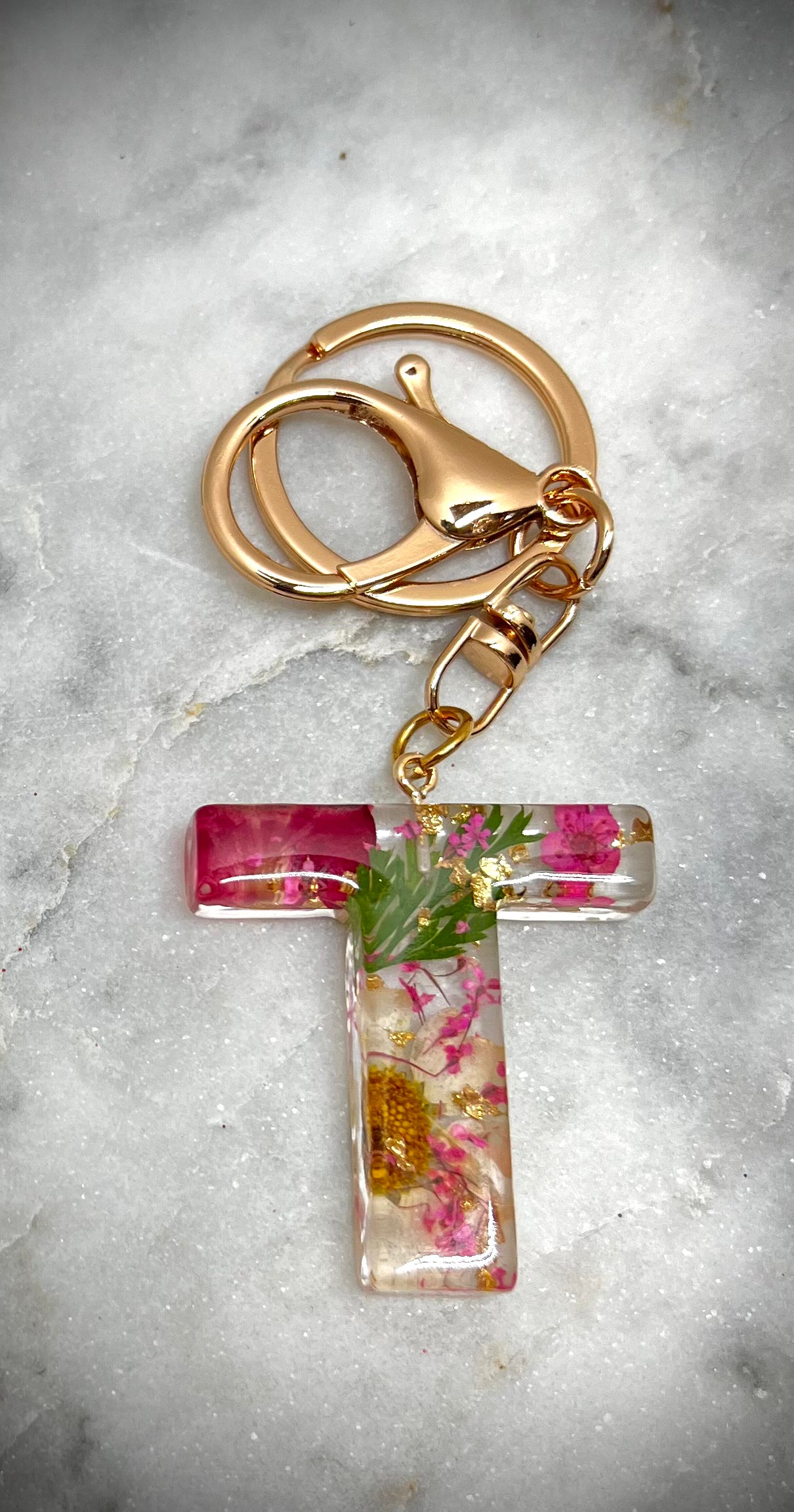 Pink Initial keychain