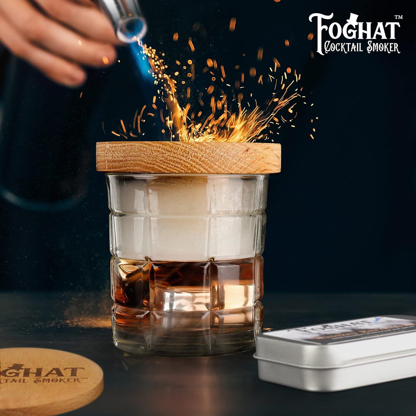 Foghat Cocktail Smoking Kit - Bourbon Barrel Oak Fuel Wood Shavings & Smoking Torch & Butane | Infuse Cocktails, Whiskey, Cheese & Meats