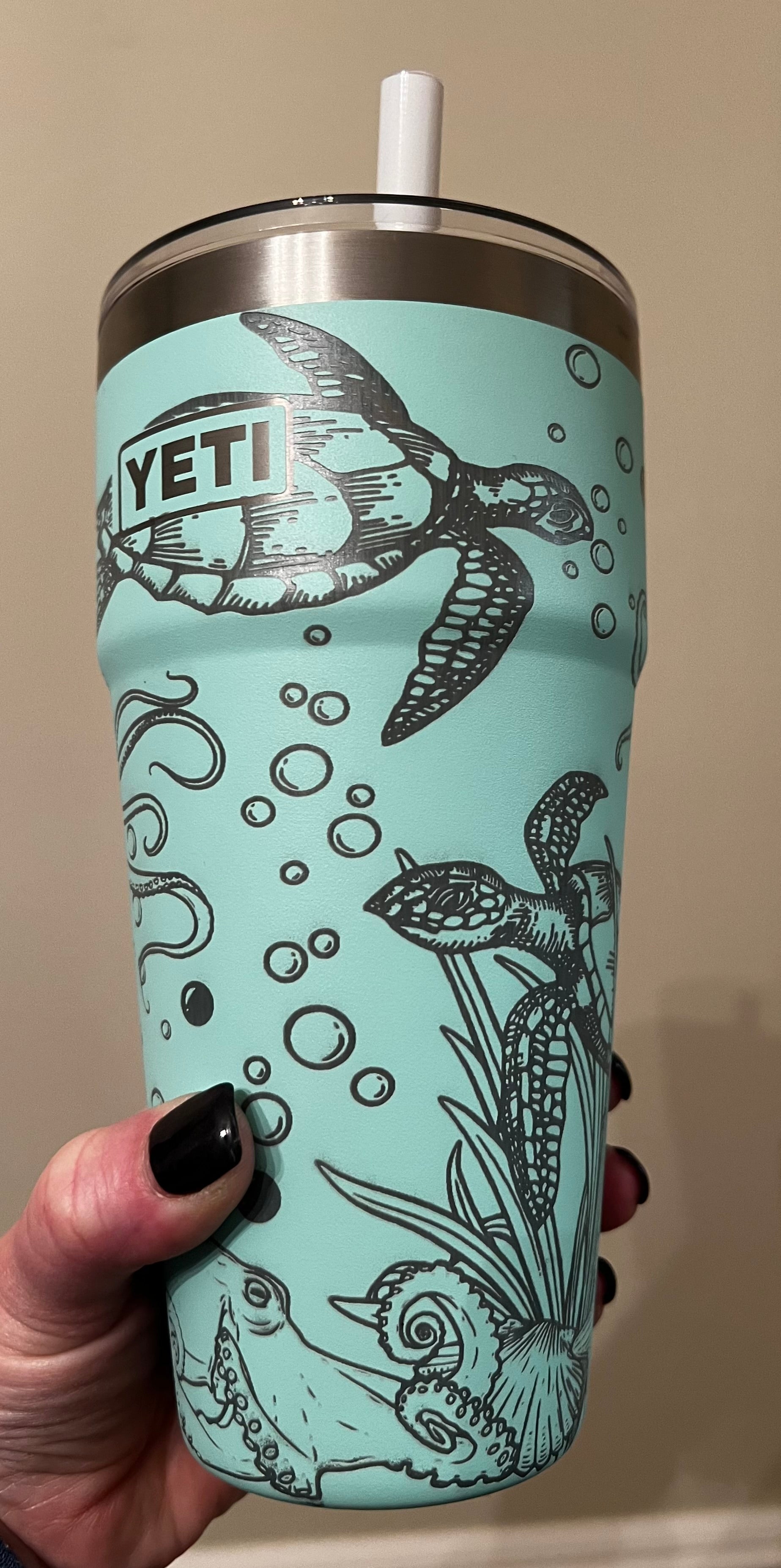 26oz YETI rambler cup fully engraved – One Tribe Designs